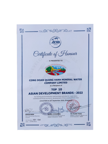 Công ty nhận Danh hiệu thương hiệu phát triển Châu á năm 2022